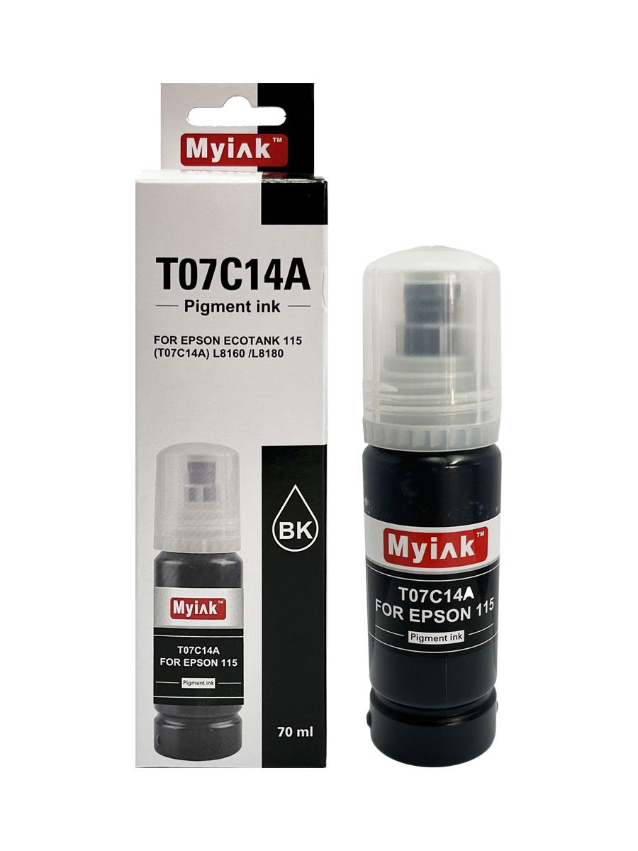 Чернила для EPSON EcoTank, KeyLock 115, 014, 012 (T07C14A) L8160, L8168, L8180, L8188, ET-8500, ET-8550 (70мл, black, Pigment) MyInk