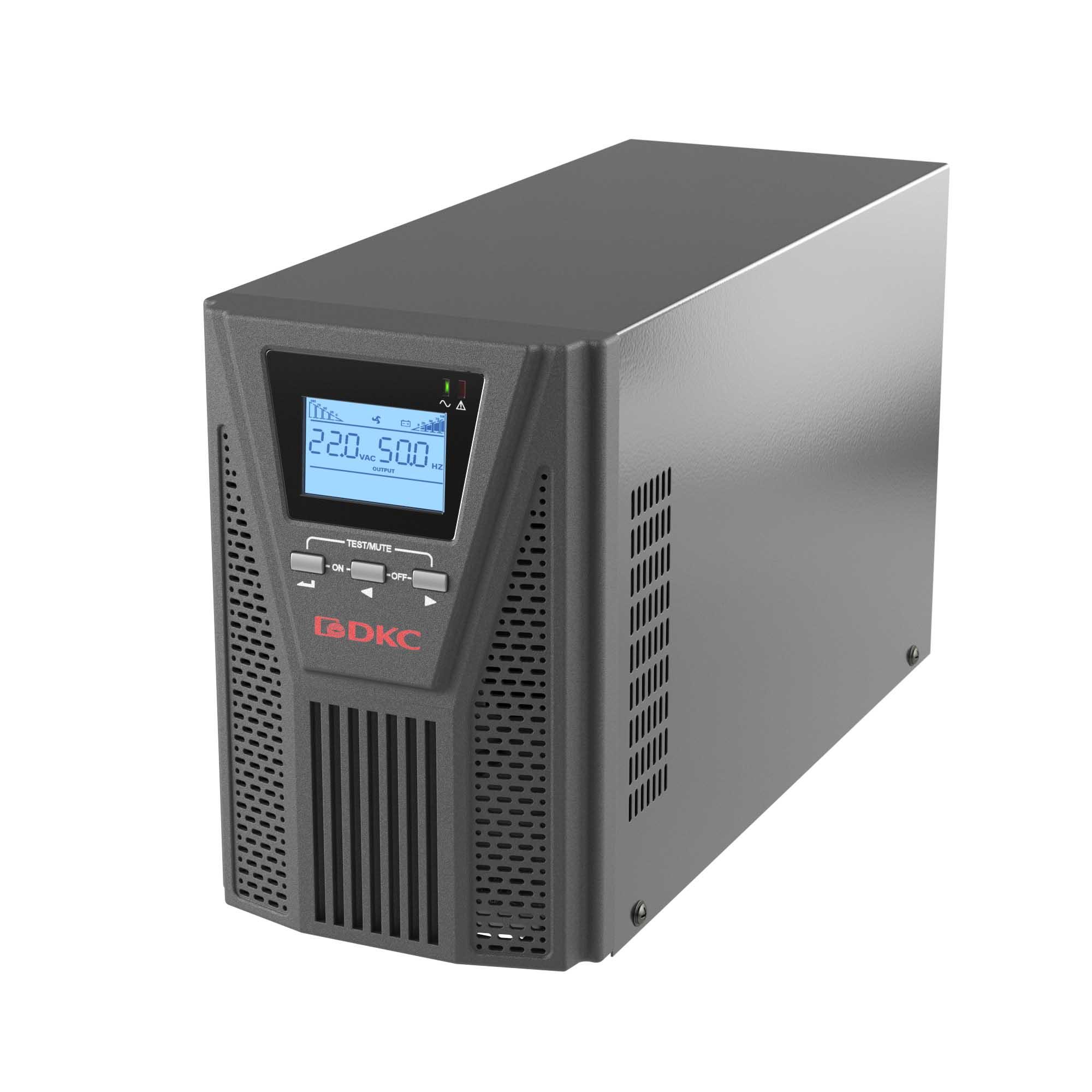 Онлайн ИБП ДКС серии Small Tower, 1000 ВА/900 Вт, 1/1, 2xSchuko, EPO, USB, RS-232, RJ45, 3x7Ач, SMALLT1A10S