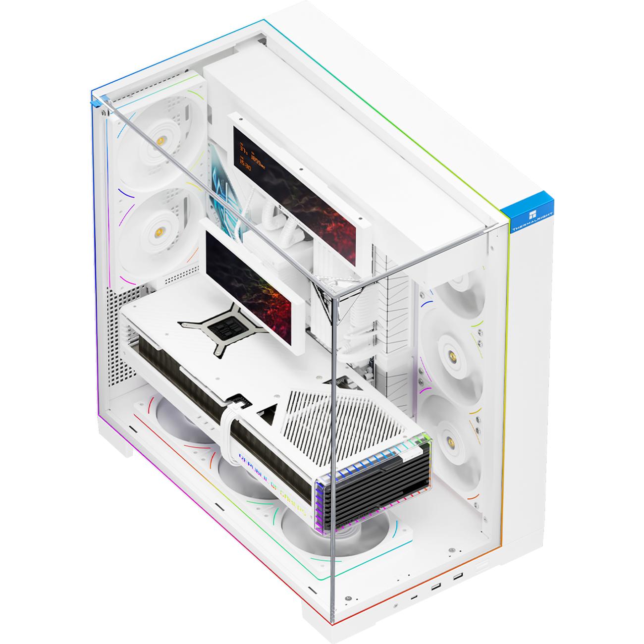 Корпус без блока питания/ Case Thermalright A70 Vision, Midi-Tower, TG, LCD, ARGB, no fans, 2xUSB-A 3.0, 1xUSB Type-C, ATX, mATX, mITX White, TR-A70 Vision White