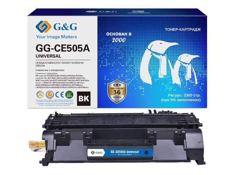 Картридж G&G, аналог HP CE505A/CF280A/ Canon /CRG119/CRG719/CRG519/CRG319  2.3k с чипом, GG-CE505A Universal