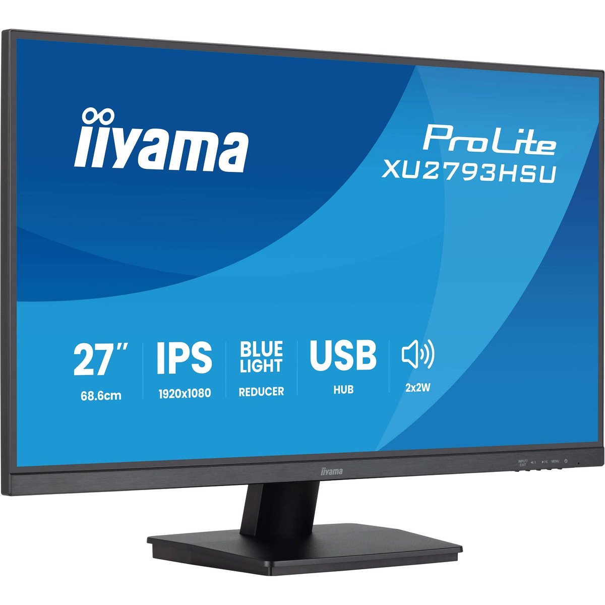 LCD IIYAMA 27'' XU2793HSU-B7 {IPS 1920х1080 100Hz 1ms 8bit(6bit+FRC) 300cd 178/178 1300:1 HDMI2.0 DisplayPort1.2 2xUSB2.0 2x2W 2x2W VESA}