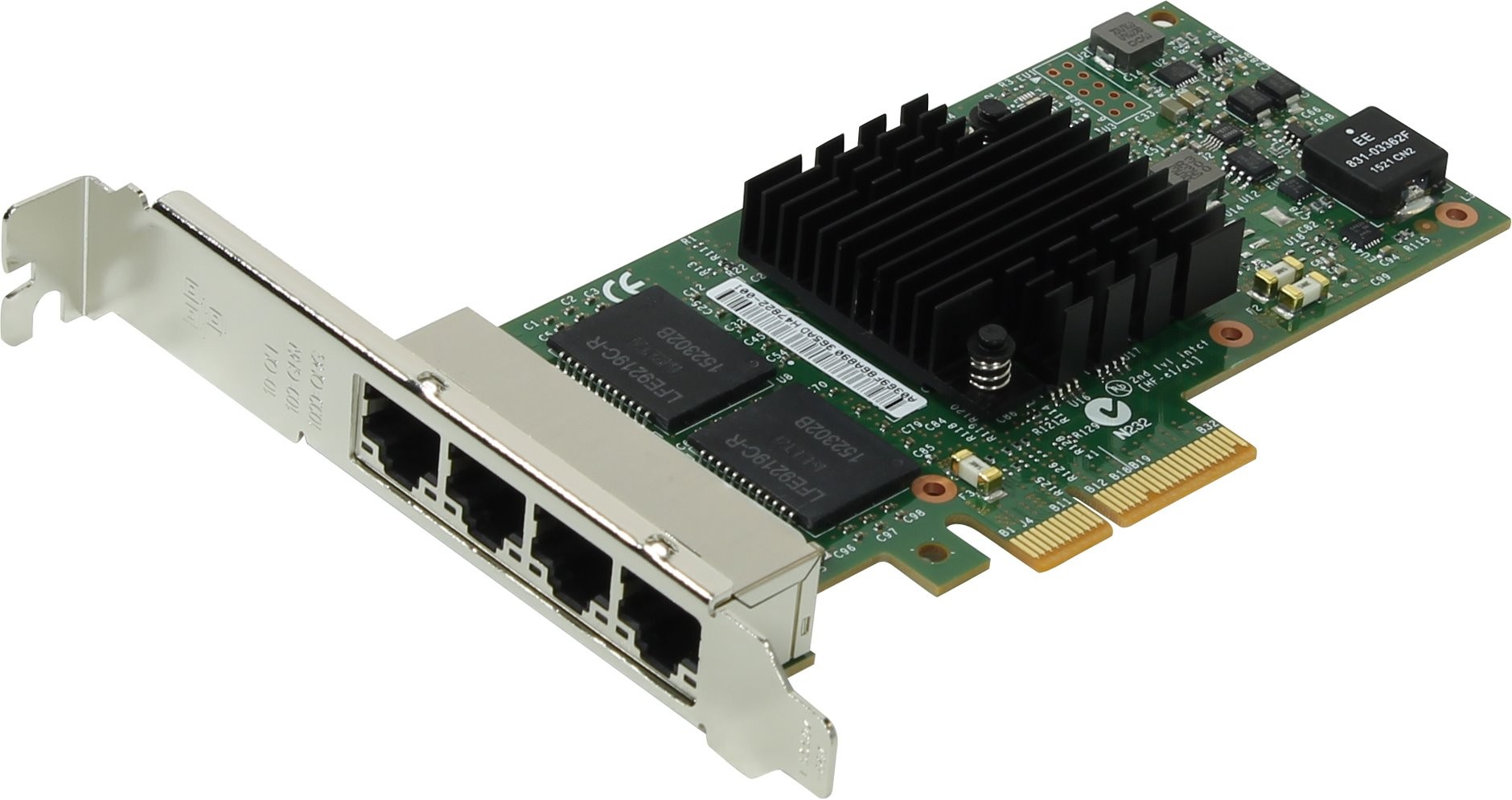 Сетевая карта/ Intel® Ethernet Server Adapter I350-T4, 4 x Gbit Ports RJ-45, PCI-E x4, iSCSI, NFS, VMDq, I350T4V2