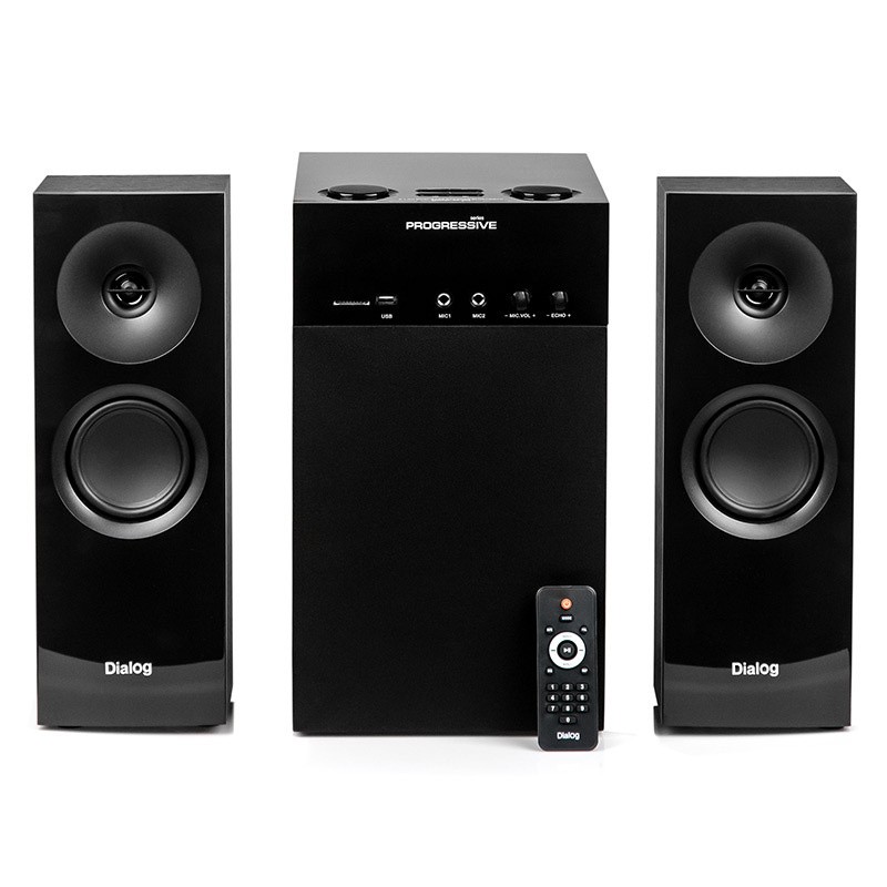 Dialog Progressive AP-250 BLACK {колонки 2.1, 50W+2*15W RMS, Караоке, Bluetooth, FM+USB+SD, Опт.вх}