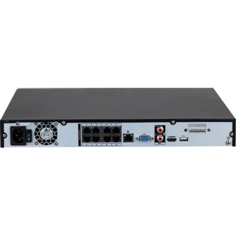DAHUA DHI-NVR4208-8P-EI 8-канальный IP-видеорегистратор c PoE, 4K, H.265+, видеоаналитика, входящий поток до 256Мбит/с, 2 SATA III до 16Тбайт