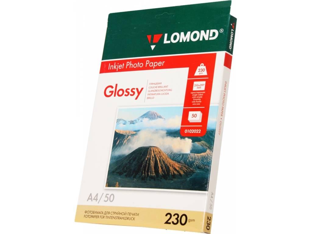 Фотобумага LOMOND Односторонняя Глянцевая, 230г/м2, A4 (21X29,7см) 50л. для струйной печати., 0102022