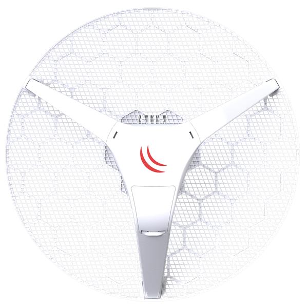 Точка доступа MikroTik LHG 5 Tripack (Three units of LHG 5 with 24.5dBi 5GHz antenna, Dual Chain 802.11an wireless, 600MHz CPU, 64MB RAM, 1x LAN, POE, PSU, RouterOS L3) – all three antennas in single box, RBLHG5kit