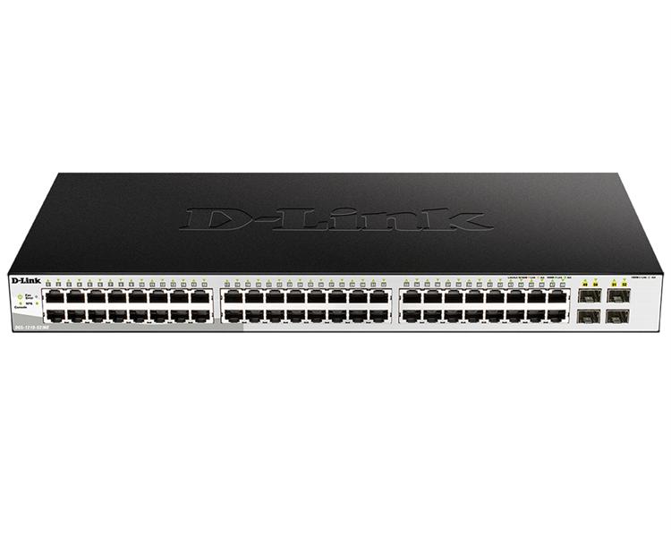 Коммутатор D-Link Управляемый L2 коммутатор, 48x1000Base-T, 4x1000Base-X SFP, защита от статического электричества до 6 кВ, CLI, консольный порт RJ-45, RPS, поддержка Dying Gasp, мониторинг статуса питания комму, DGS-1210-52/ME/B1A