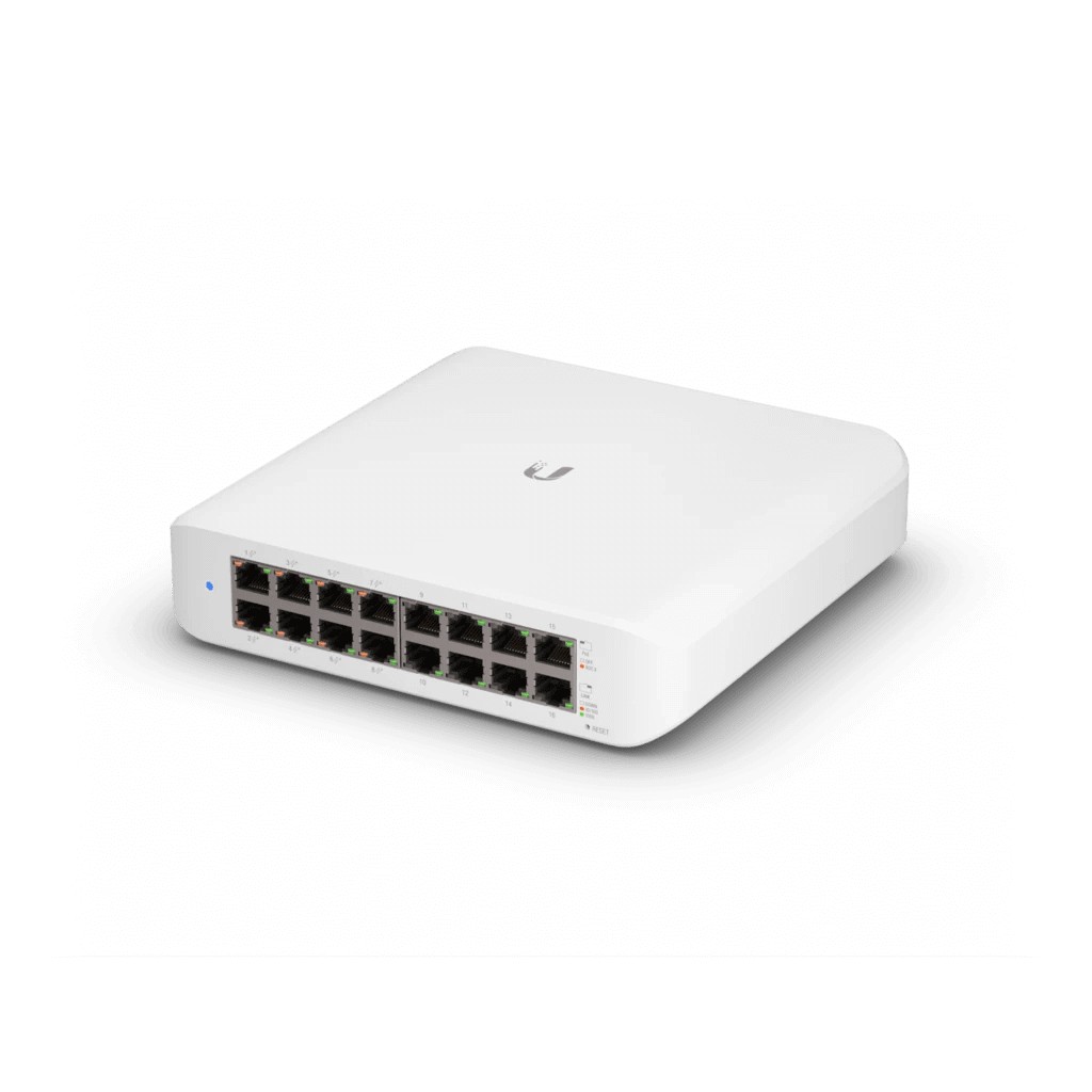 Коммутатор/ Wall-mountable, 16-port, Layer 2 PoE switch with a fanless cooling system.45W total PoE availability, USW-Lite-16-PoE