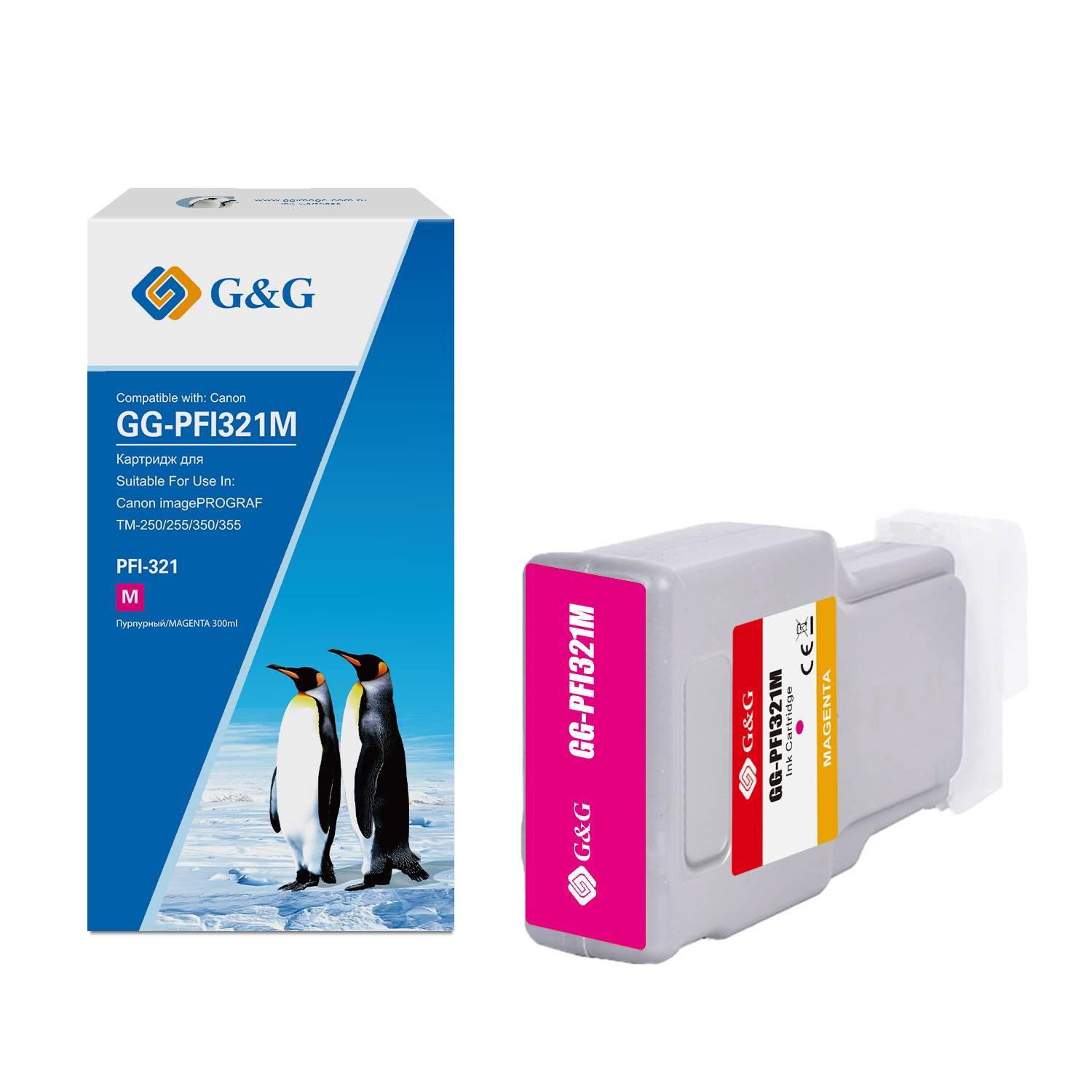Картридж струйный G&G, аналог Canon 6269C001 пурпурный 300ml, GG-PFI321M