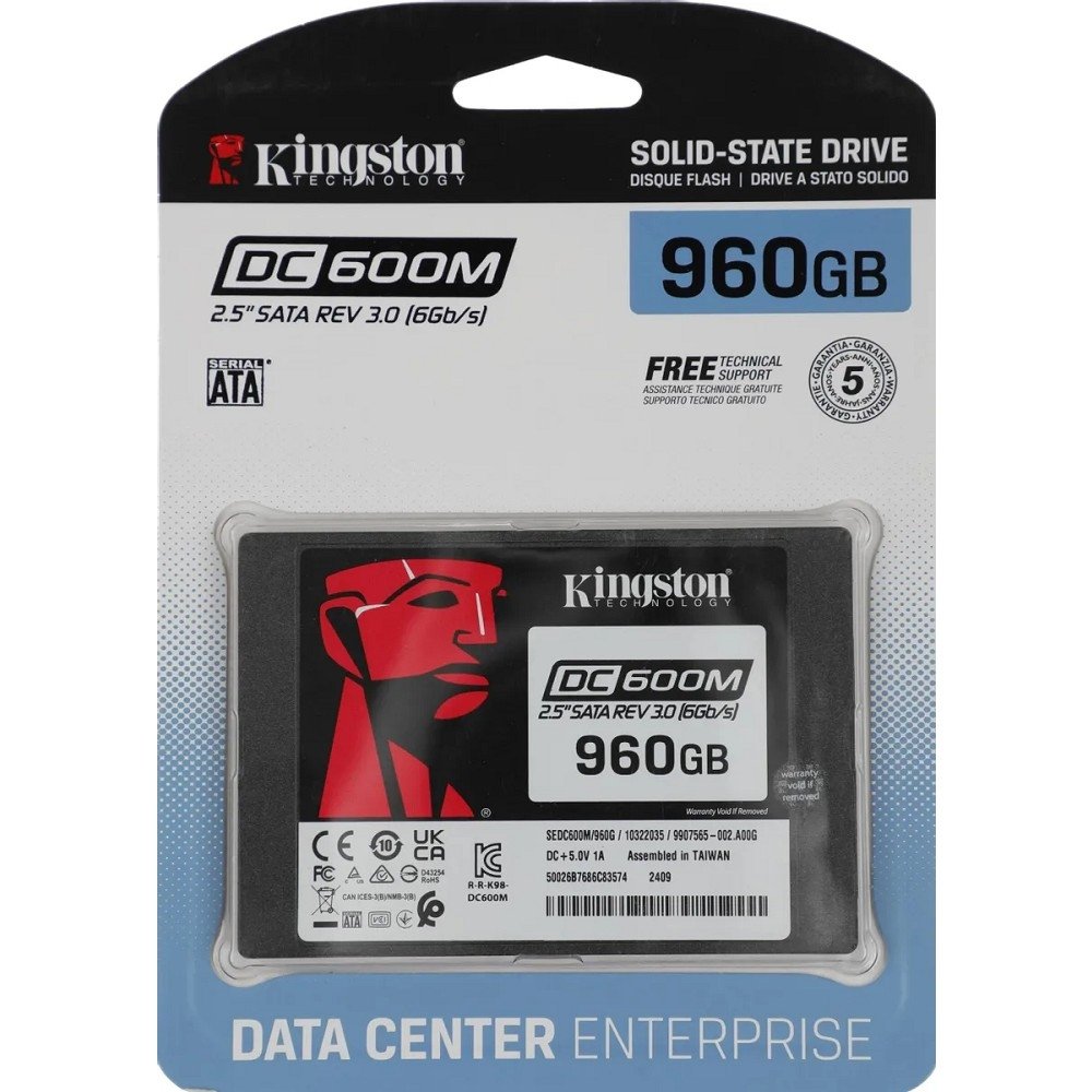 Kingston SSD DC600M, 960GB, 2.5" 7mm, SATA3, 3D TLC, SEDC600M/960G