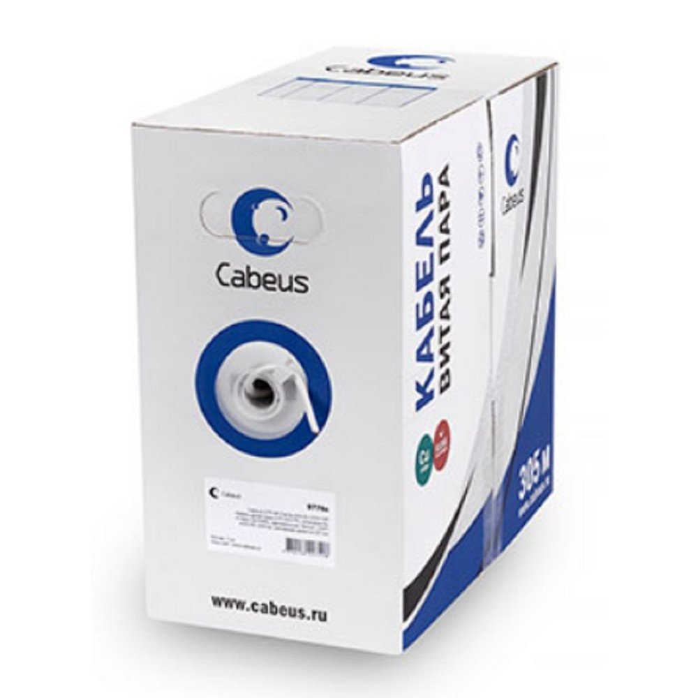 CABEUS UTP-4P-CAT.5E-SOLID-LSZH-GY КАБЕЛЬ ВИТАЯ ПАРА UTP (U/UTP), КАТЕГОРИЯ 5E, 4 ПАРЫ (24 AWG), ОДНОЖИЛЬНЫЙ, СЕРЫЙ, LSZH, НГ(А)-HF, (305 М), UTP-4P-Cat.5e-SOLID-LSZH-GY