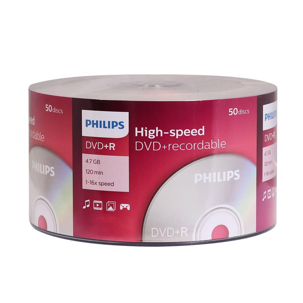 Диск DVD+R Philips 4.7 Gb, 16x, Cake Box (50), DR4S6B50F/97
