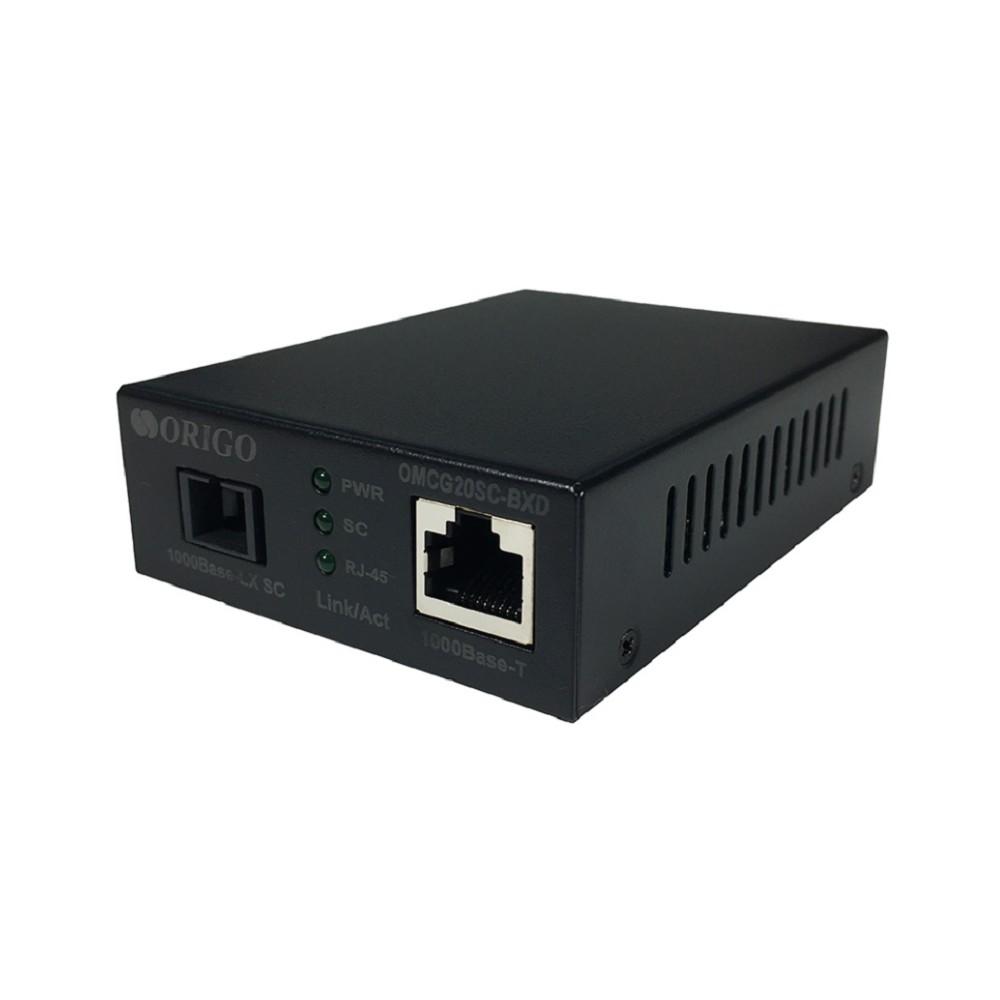 ORIGO OMCG20SC-BXD/A1A WDM медиаконвертер 1000Base-T/ 1000Base-LX (SC), Tx: 1550 нм, Rx: 1310 нм, одномод,до 20 км