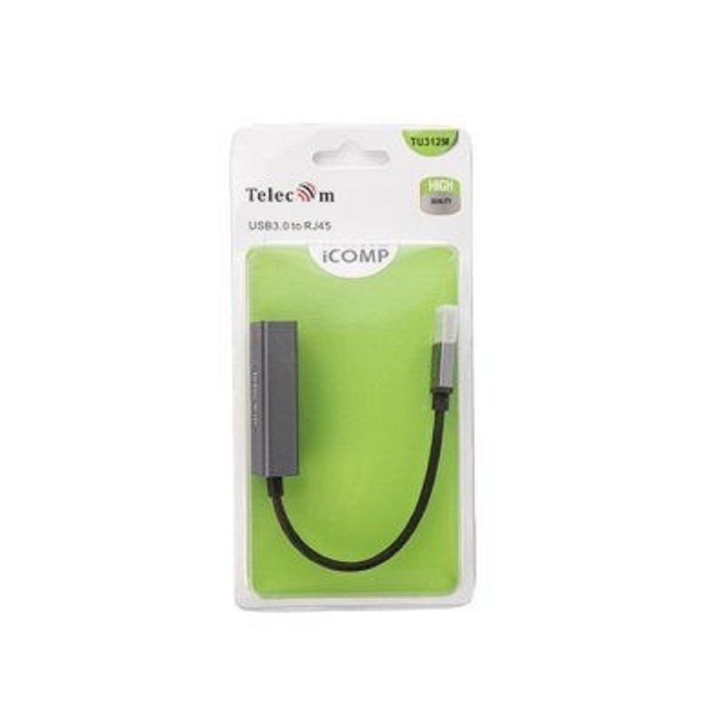 Telecom Кабель-переходник TU312M  {USB 3.0 (Am) --> LAN RJ-45 Ethernet 1000 Mbps, Aluminum Shell} [6926123470428]
