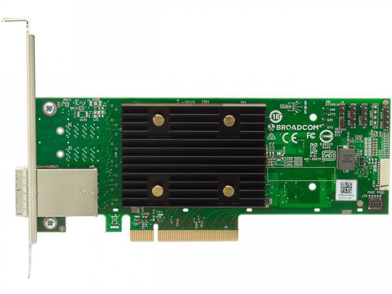 Контроллер Broadcom HBA Controller 9500-8e, PCIe 4.0 x8 LP, Tri-Mode SAS/SATA/NVMe 12G HBA, 8port (2*ext SFF8644), SAS3808, 1 year, 05-50075-01