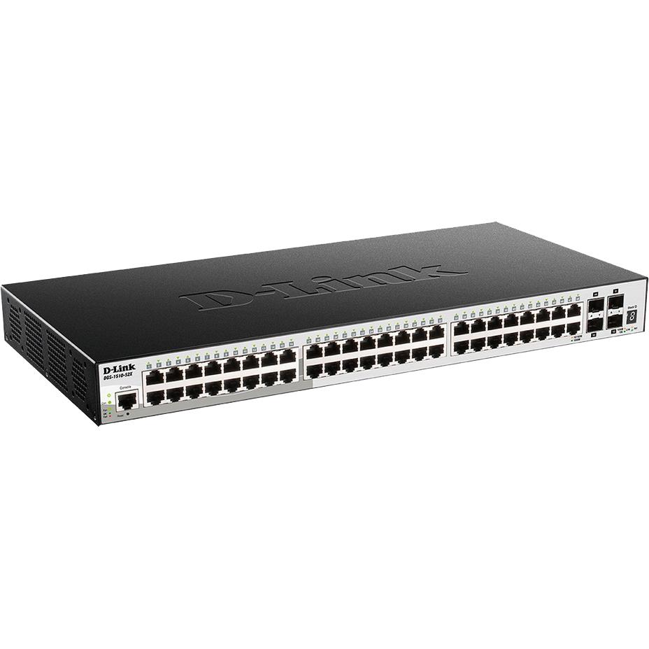 Коммутатор/ DGS-1510-52X SmartPro L2+ Stackable Switch 48x1000Base-T, 4x10GBase-X SFP+, CLI, RJ45 Console, DGS-1510-52X/A2A