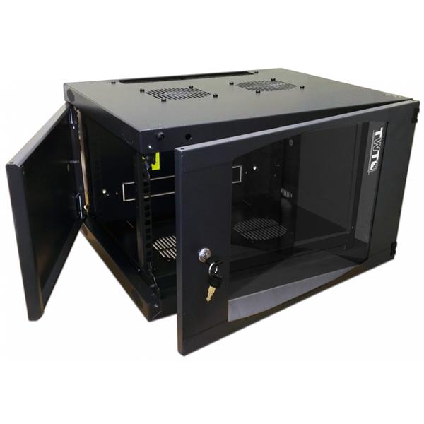Шкаф Шкаф настенный Next, 18U 550x600, стеклянная дверь, черный, TWT-CBWNG-18U-6x6-BK