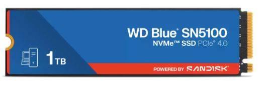 Твердотельный диск 1TB WD Blue SN5100, NVMe, M.2 2280, PCI-E 4x4 [R/W - 7100/6700 MB/s], WDS100T5B0E
