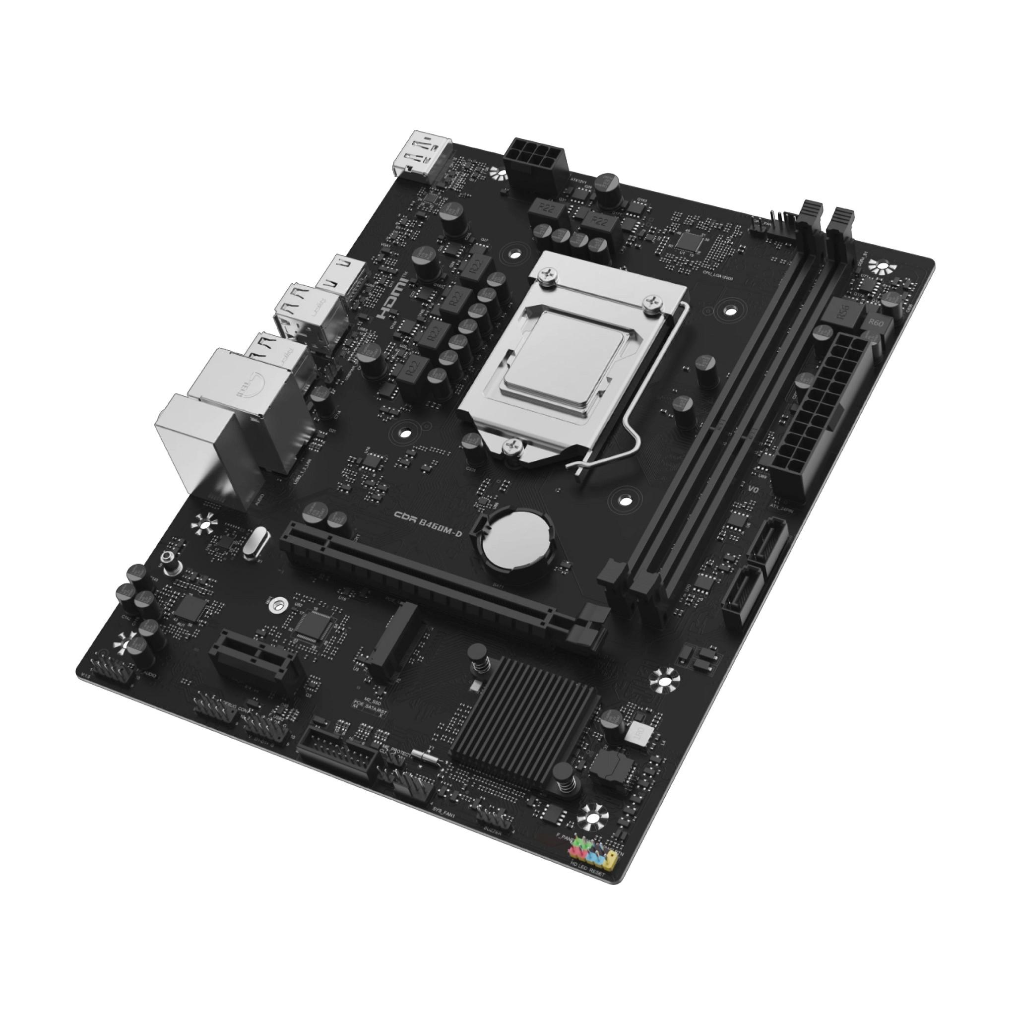 Материнская плата CBR B460M-D { Chipset Intel B460, Socket 1200, 2*DDR4, mATX, DP+HDMI, 1*PCIe x16, 1*PCIe x1, 1 M.2, 2 SATA3,2*USB 2.0 + 4*USB3.0 }, MB-CBR-MSB460M-D-DDR4-DP/HDMI