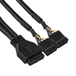Exegate EX289291RUS Планка USB на переднюю панель ExeGate U5H-627, 5,25", 2*USB3.0+2*HD Audio, черная, металл, подсоед. к MB