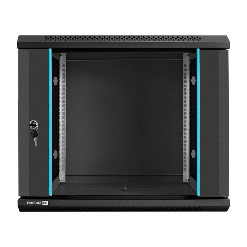 Exegate EX298608RUS Шкаф телекоммуникационный 19" настенный 9U ExeGate EC-WM-9U.600.G.BLACK (19”, 9U, 600x600x500mm (ШхГхВ), передняя дверь закаленное стекло, съемные боковые панели, пыле- и влагозащи
