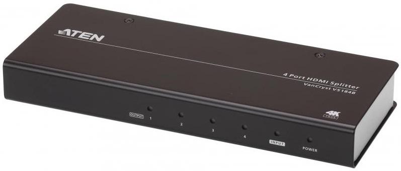 Разветвитель Aten ProAV black: Разветвитель HDMI True 4K 4-портовый, VS184B-AT-G