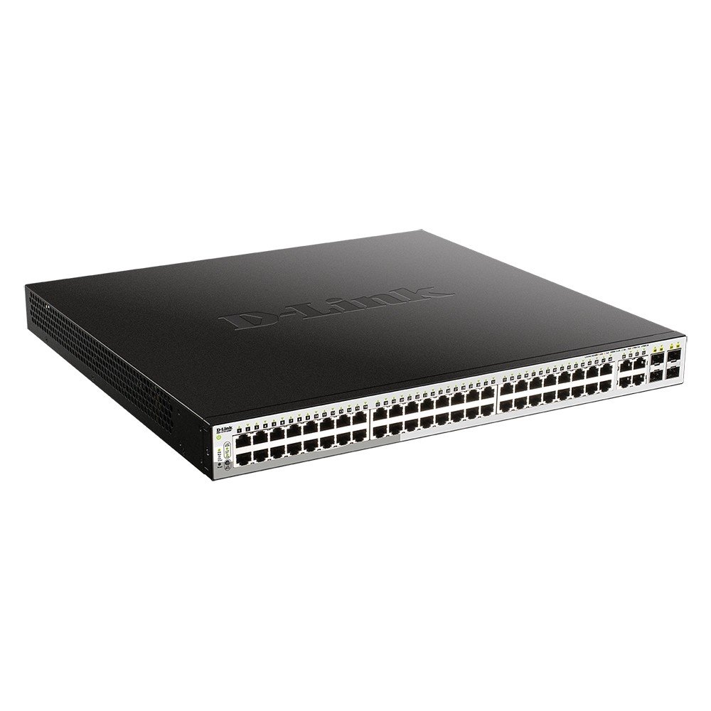D-Link DGS-1210-52MP/FL1A Управляемый L2 коммутатор с 48 портами 10/100/1000Base-T и 4 комбо-портами 100/1000Base-T/SFP (48 портов PoE 802.3af/at, PoE-бюджет 370 Вт)