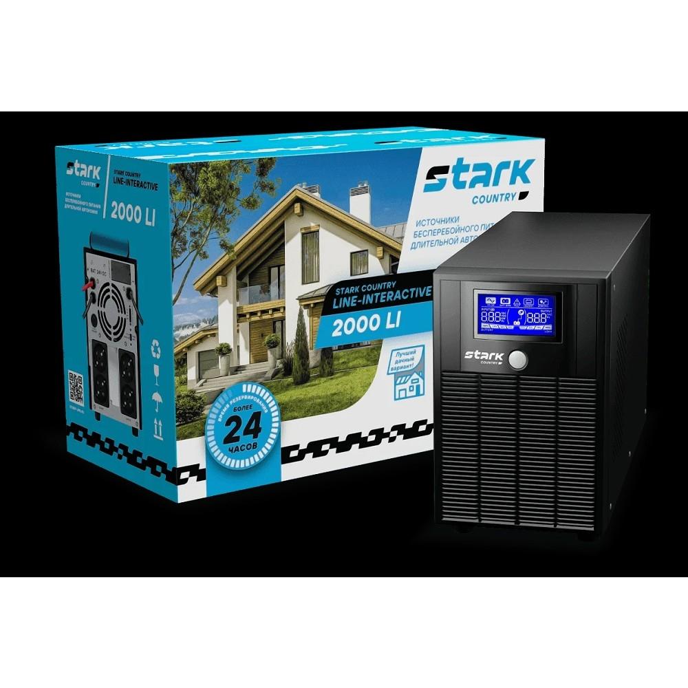 ИБП STARK SC 2000 LI {2000ВА/1200Вт, Line-Interactive, на пол, 140-300В, 4хЕВРО, Чистый синус, SNMP, AS400, БЕЗ АКБ - внешние батареи х2 9-400 Ач} {Б0009242}