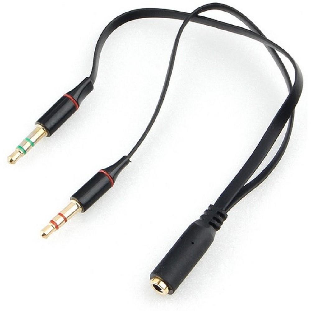 Кабель аудио Cablexpert CCAB-02-35F2M-0.2MB 3.5 джек 4pin(F)/2х 3.5 джек(M) наушники и микрофон, черный, 0.2м, блистер