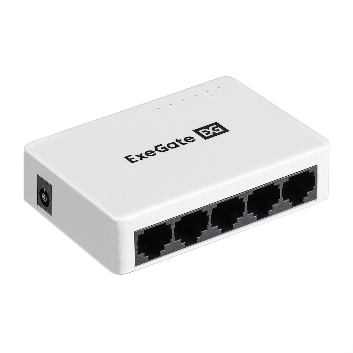 Exegate EX298685RUS Коммутатор неуправляемый ExeGate EDES-1005C (5-портовый UTP 10/100Mbps, с функцией энергосбережения (Green Ethernet Technology), настольный)