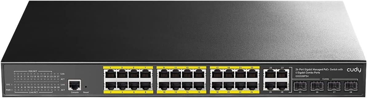 Коммутатор/ 24-Port Layer 2 Managed Gigabit PoE+ Switch with 4 Gigabit Combo Ports, 400W, GS2028PS4-400W