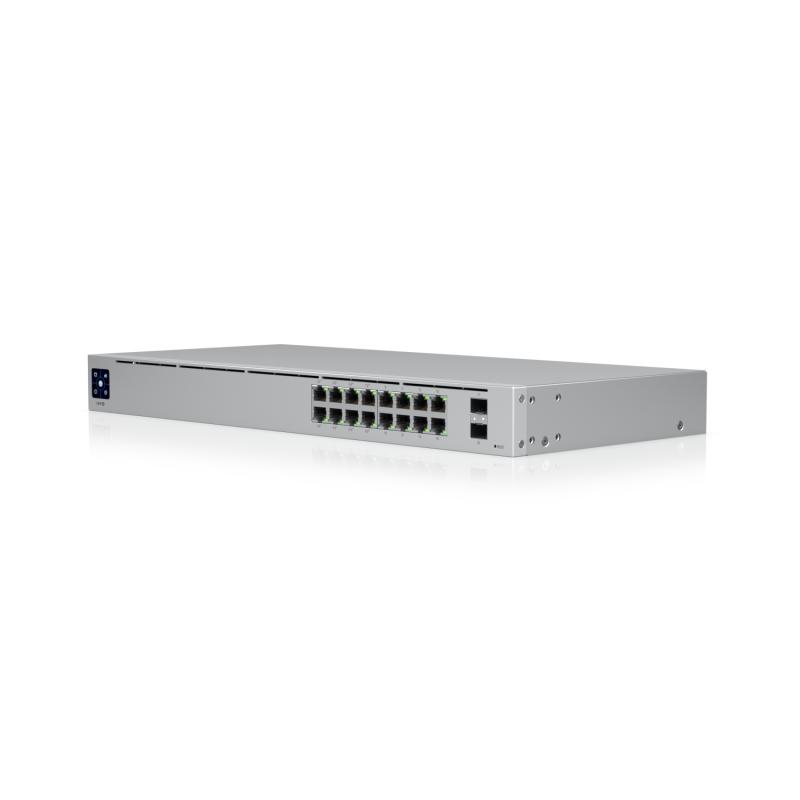 Коммутатор/ 16-port, Layer 2 PoE switch with a silent, fanless cooling system.42W total PoE availability, USW-16-POE