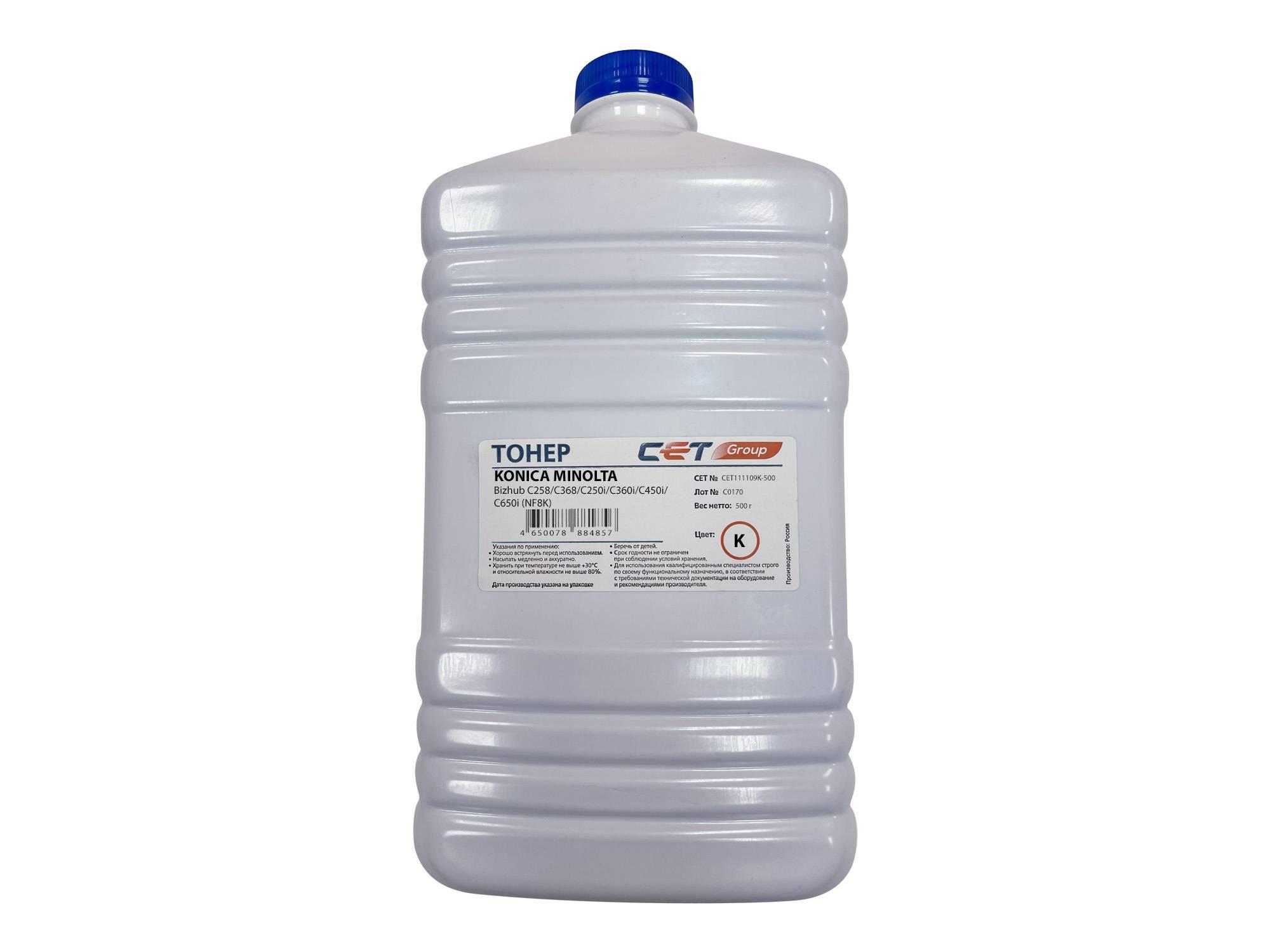 Тонер для KONICA MINOLTA C258/C368/C287 Black (NF8K) 500г/бут. (TN-324K/TN-221K/TN-514K/TN-515/TN-516/TN-325/TN-326) CET, CET111109K-500