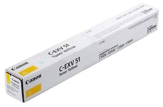 Тонер CANON C-EXV51 Y желтый,  60 000 страниц, 0484C002
