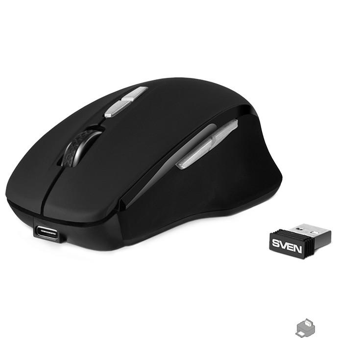 Беспроводная мышь Sven RX-590SW чрн. (бесш. кл., Bluetooth, 2,4GHz, 6+1кл., ST, 800-1600DPI, блист.), SV-018375