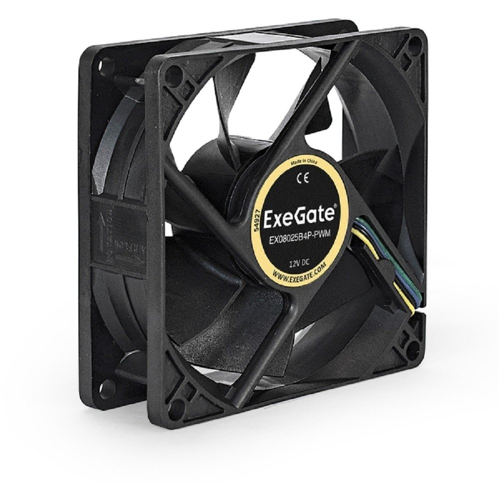 Exegate EX283378RUS Вентилятор ExeGate E08025B4P-PWM, 80x80x25 мм, двойной шарикоподшипник, 4pin, PWM, 22dBA