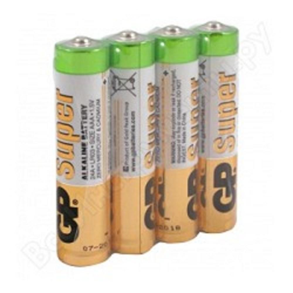 GP Super Alkaline 24ARS (в спайке) LR03,  4 шт AAA (4шт. в уп-ке)(замена на арт.11044061), GP 24ARS-2SB4