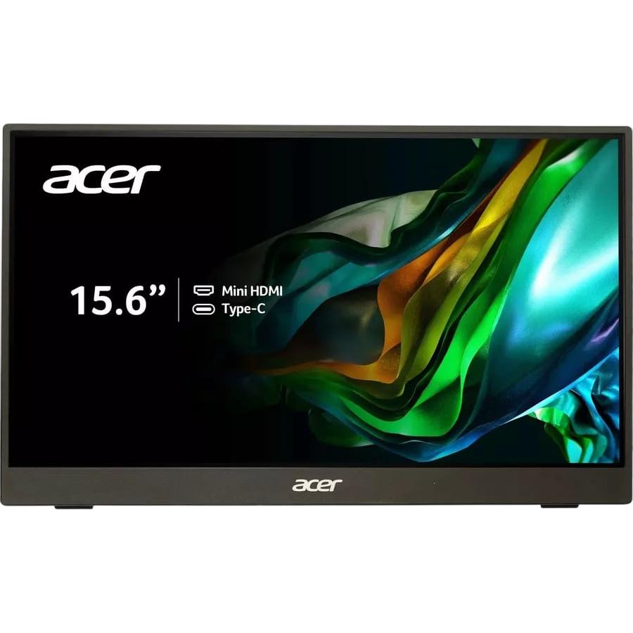 Монитор/ Acer PM161QJbmiuux 15,6'', UltraThin Black, 16:9, IPS, 1920x1080, 6ms, 250cd, 60Hz, mini HDMI, 2xType-C, Speakers 1Wx2, FreeSync, HDR 10, Vesa:100x100, UM.ZP1CD.J01