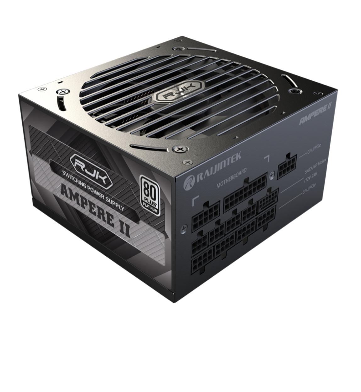 Блоки питания/ Power Supply Raijintek AMPERE II 1000, 1000W 80+ Platinum (ATX, 3.1, PCIe 5.1, Full-modular, 1x24(20+4)pin, 2x4+4-pin CPU, 3x6+2-pin PCIe, 1x12V(2x6), 10xSATA3, 5xMolex, Active, 120x120mm, 150x140x86mm, APFC, black), 0R30B00041