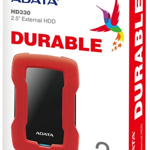 Внешний жесткий диск/ Portable HDD 2TB ADATA HD330 (Red), Silicone, USB 3.2 Gen1, 133x89x16mm, 190g /3 года/, AHD330-2TU31-CRD