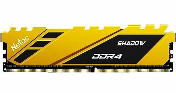 Оперативная память Netac Shadow 16GB DDR4-2666 (PC4-21300) C19 19-19-19-43 1.2V Memory module (DIMM) Yellow, NTSDD4P26SP-16Y