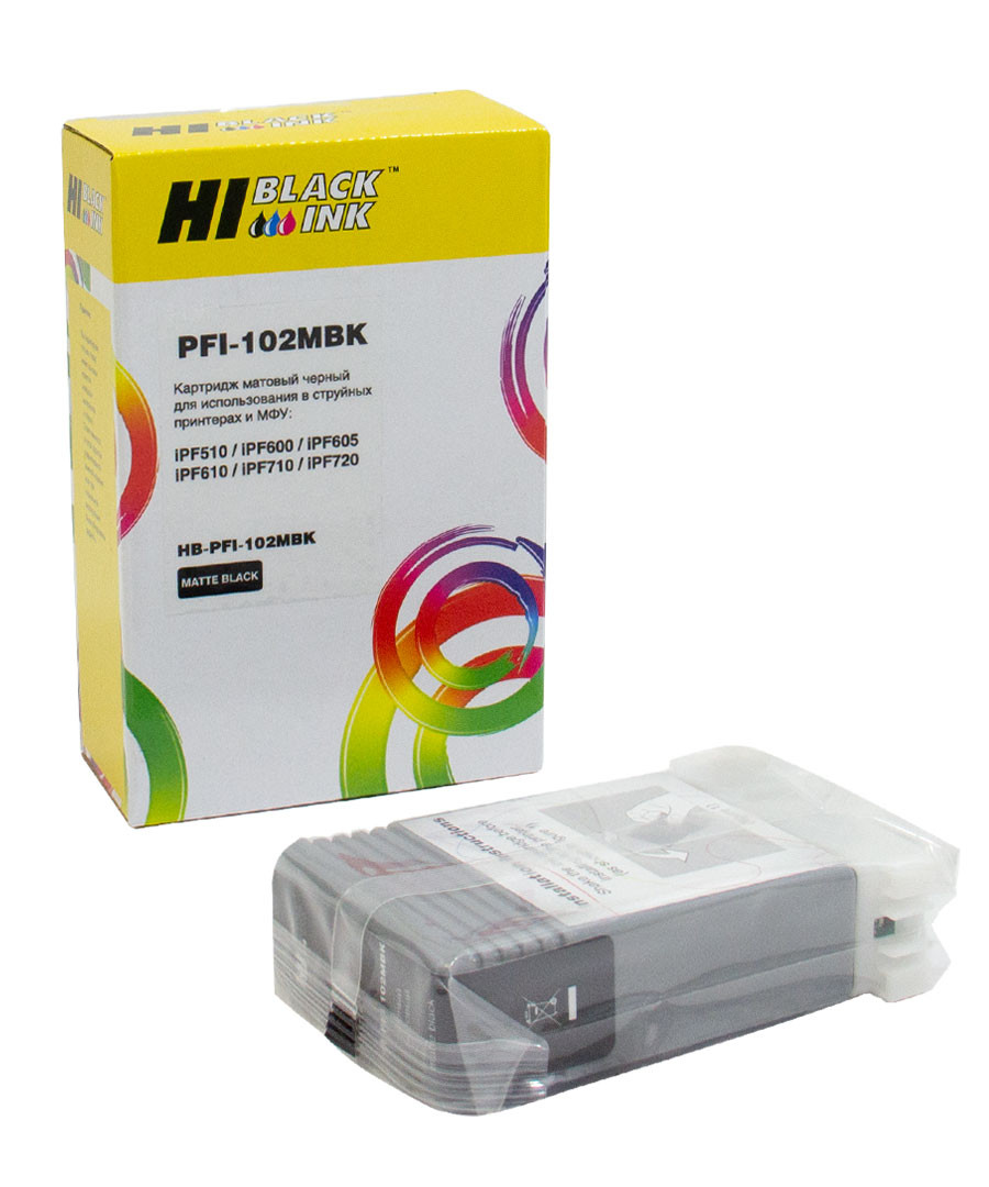 Картридж Hi-Black (HB-PFI-102MBk) для Canon IPF-510/600/710, MBk, PFI-102MBK
