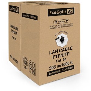 Exegate EX281819RUS Кабель Exegate  UTP4-C5e-CCA-S24-OUT-PE-BK-305 UTP 4 пары кат.5e CCA, 24AWG, внешн., без троса, бухта 305м, черн., PE