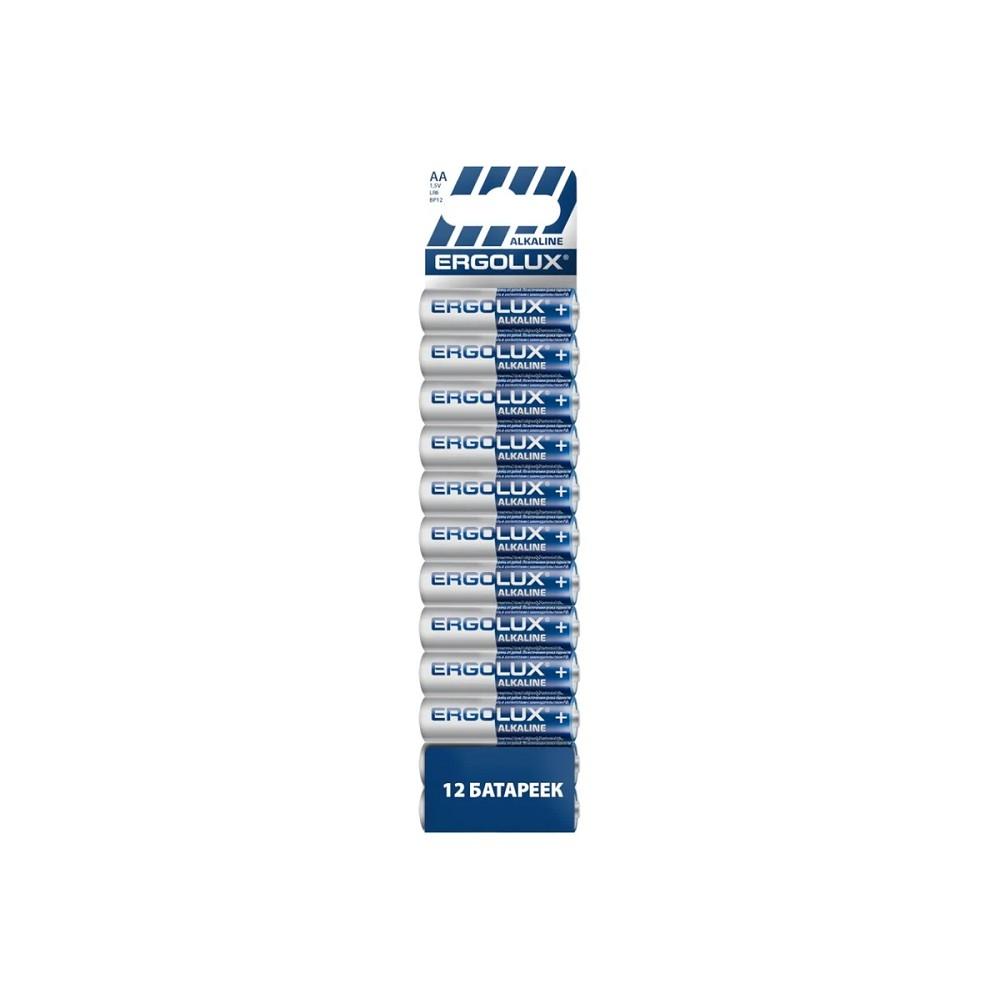 Ergolux Alkaline  BP12 LR6  (ПРОМО, LR6 BP12, пальчиковая батарейка АА 1.5В)(12 шт. в уп-ке), 15199