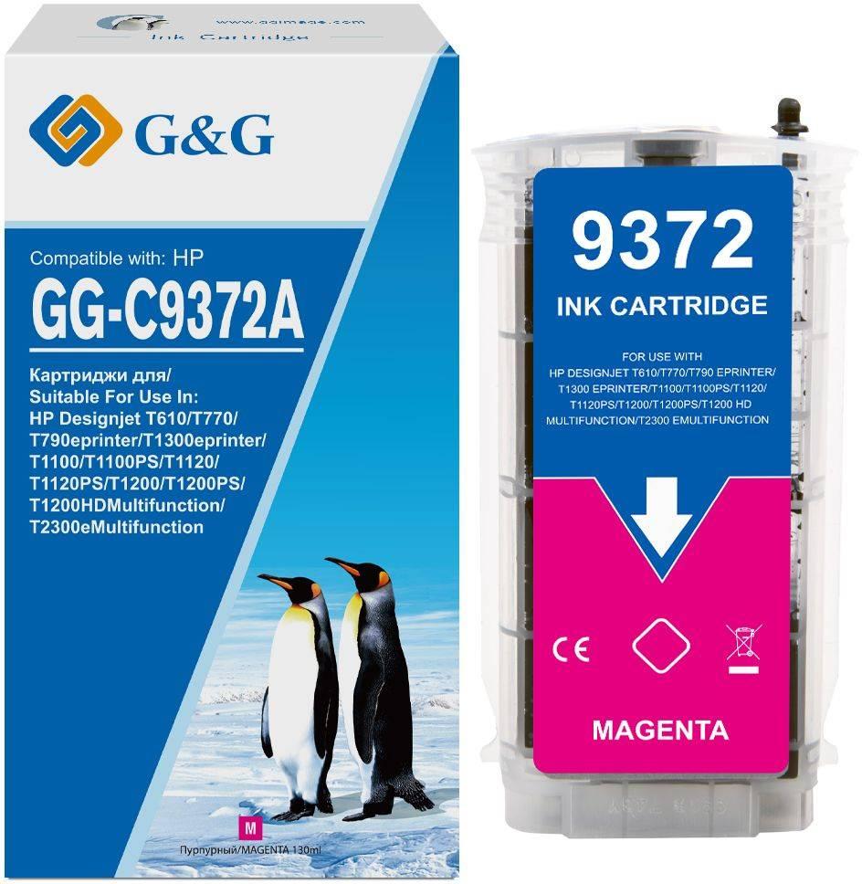 Картридж струйный G&G, аналог HP C9372A/№72 пурпурный 130ml с чипом, NH-09372M