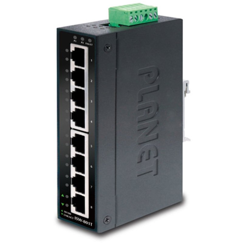 коммутатор/ PLANET IP30 Slim type 8-Port Industrial Gigabit Ethernet Switch (-40 to 75 degree C), IGS-801T