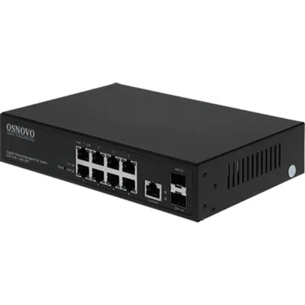 SW-80802/L(150W) Управляемый L2 PoE коммутатор Gigabit Ethernet на 8 RJ45 PoE + 2 x GE SFP порта., OSN-13595