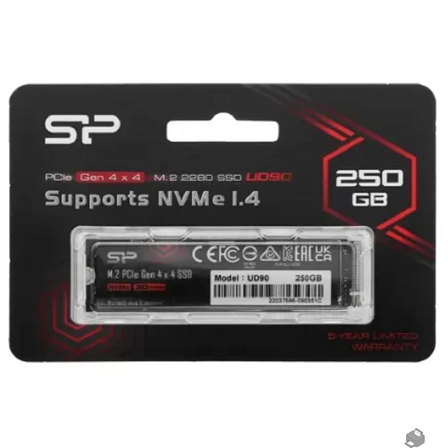 Silicon Power SSD M.2 250GB UD90, M.2 2280, PCI-E 4x4, [R/W -4700/1500 MB/s]  SP250GBP44UD9005