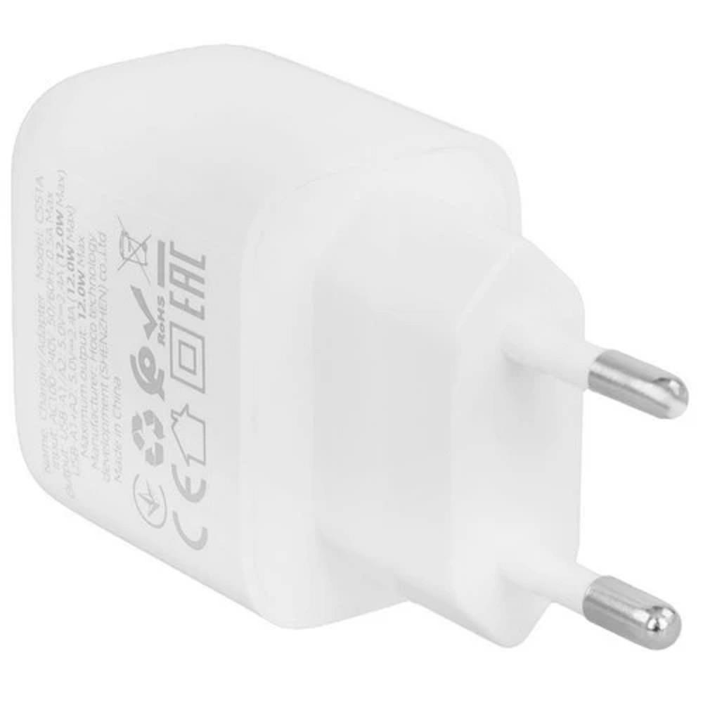 HOCO CS51A/ Сетевое ЗУ/ 2 USB/ Выход: 12W/ белый, HC-31419