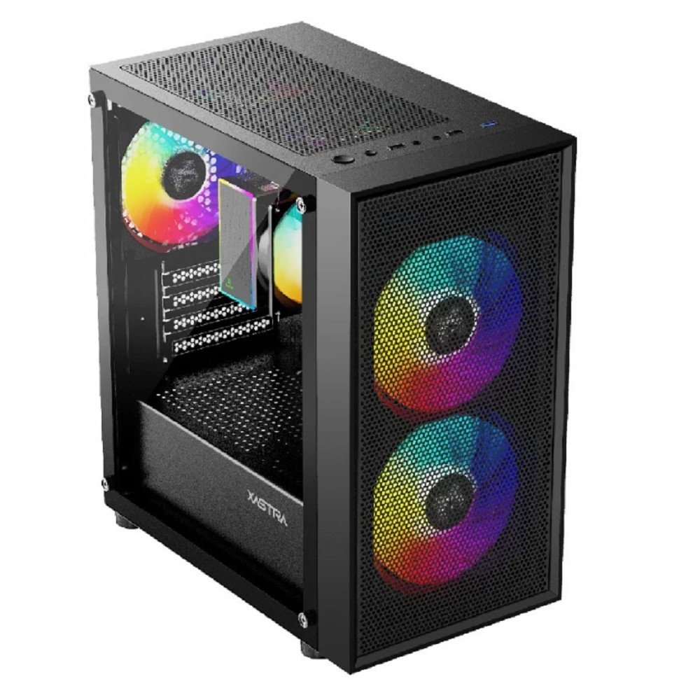 XASTRA Корпус A305M 3FRGB Black mATX/Mesh/ tempered glass / 2x140mm + 1x120mm FRGB fans/ A305M-2FC14F-1FC12F